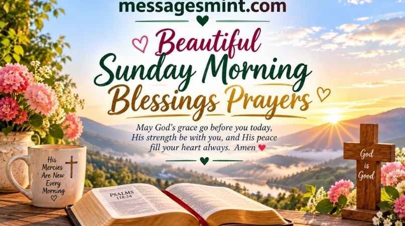 Beautiful Sunday morning blessings prayers with peaceful and uplifting words for a blessed day.