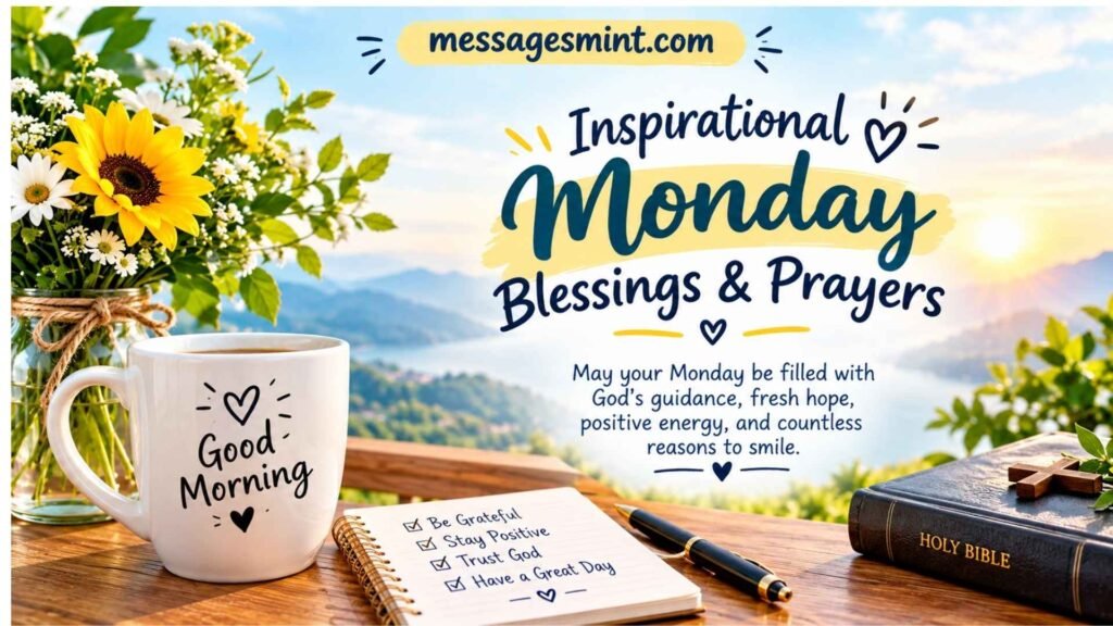 Inspirational Monday Blessings & Prayers to start the week with faith, hope, peace, and positivity.